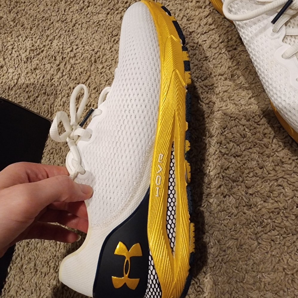 Under Armour White and Gold Sneakers